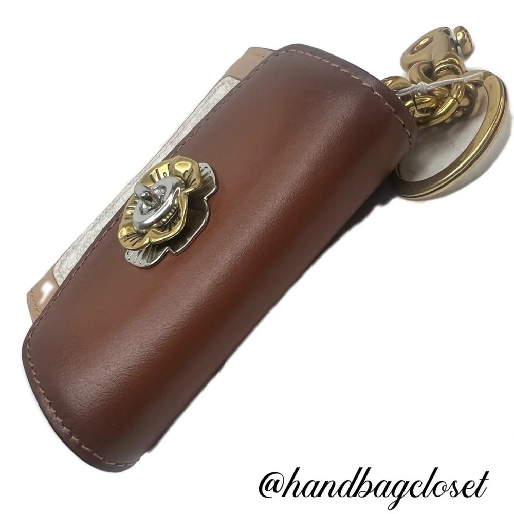 COACH Tea Rose Mini Parker Card Case Key Pouch With Snakeskin Detail Bag